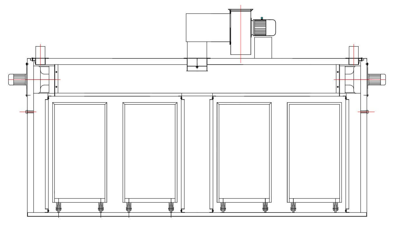 Estructura interna del horno de circulación de aire caliente