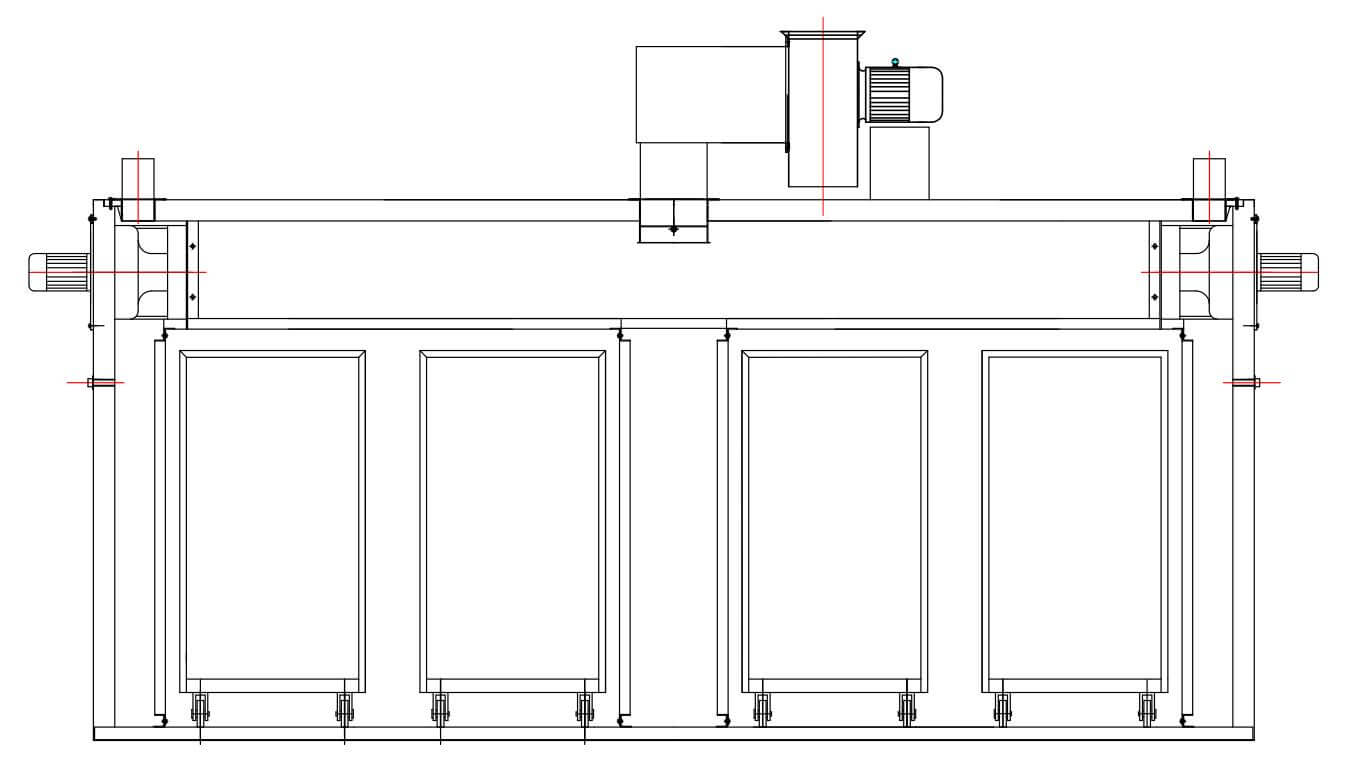 Hete lucht circulerende oven interne structuur