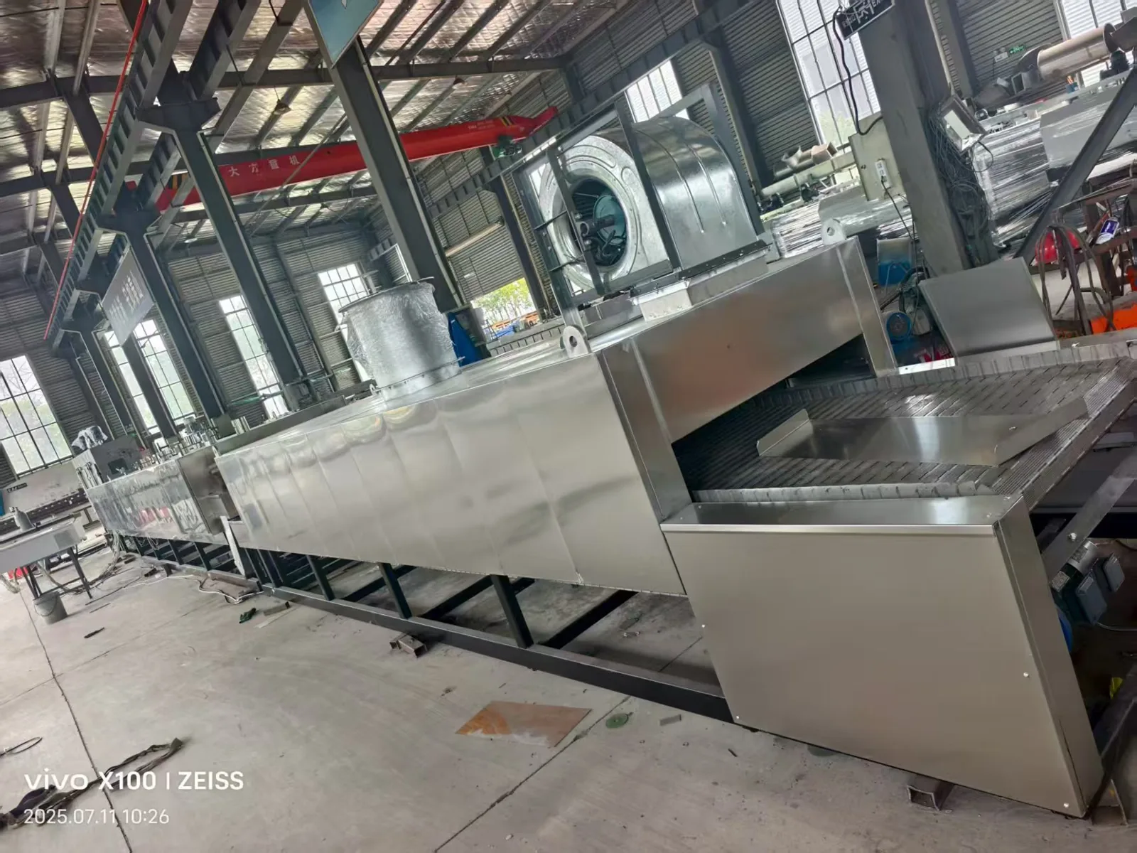 Integrated tunnel belt dryer and cooling line during factory acceptance testing