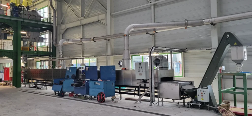 Polymer briquette drying and cooling line installed at a customer plant in France